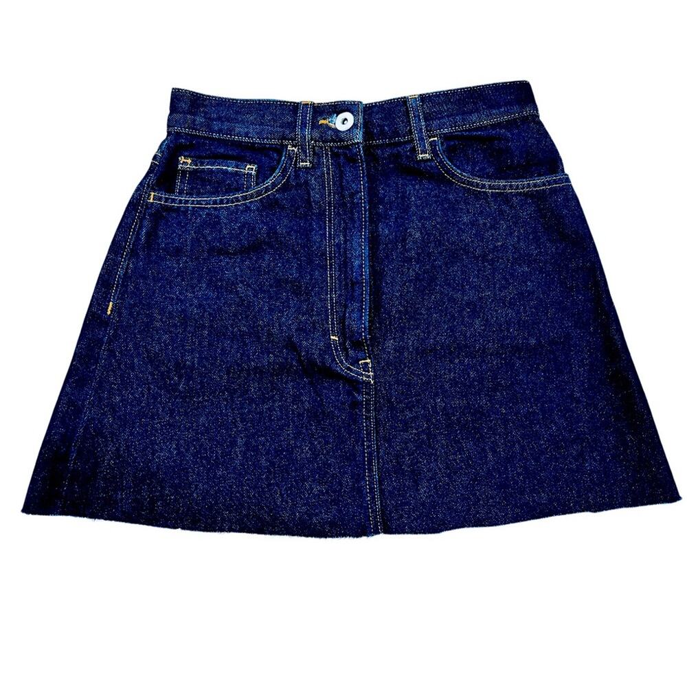 COS Denim Mini Skirt Raw Hem Size 4 NWT